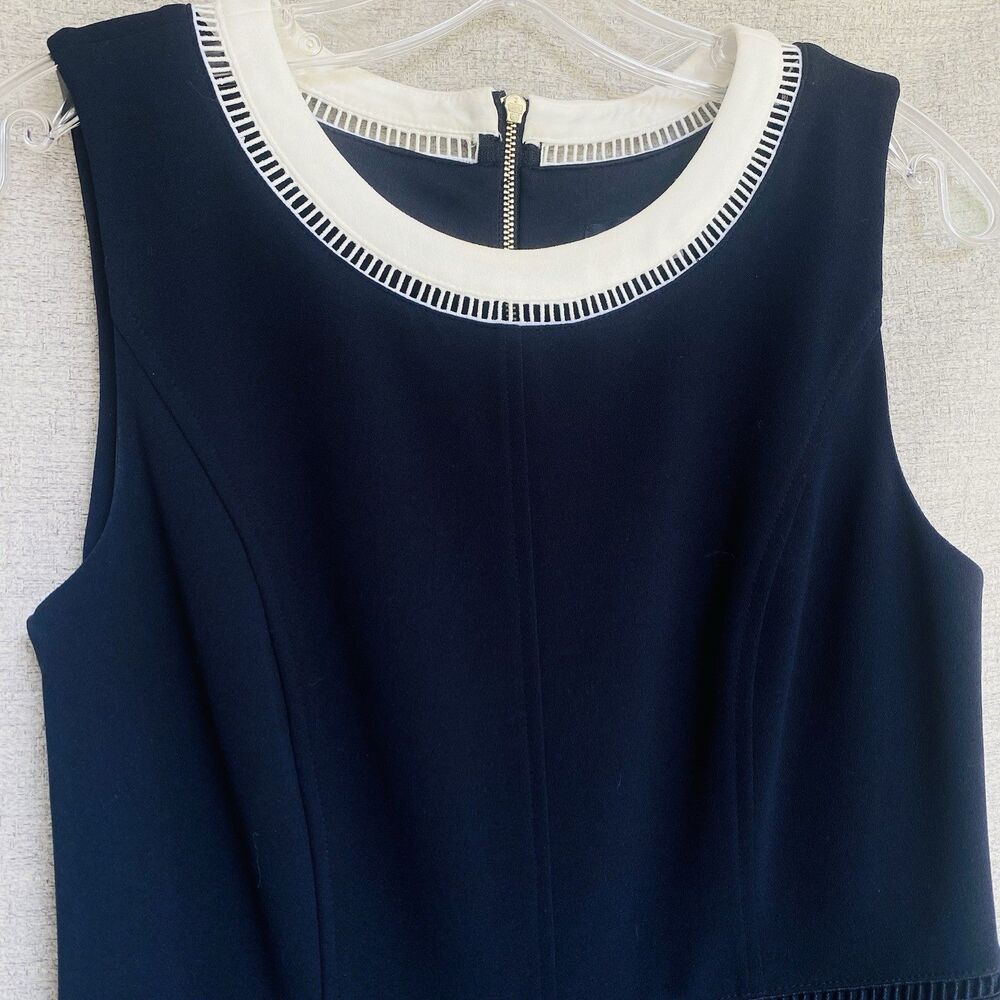 Tommy Hilfiger Dress 4 Navy White Mod Shift Sleeveless Career Nautical Preppy
